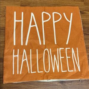 Orange 'Happy Halloween' Pillow Cover
